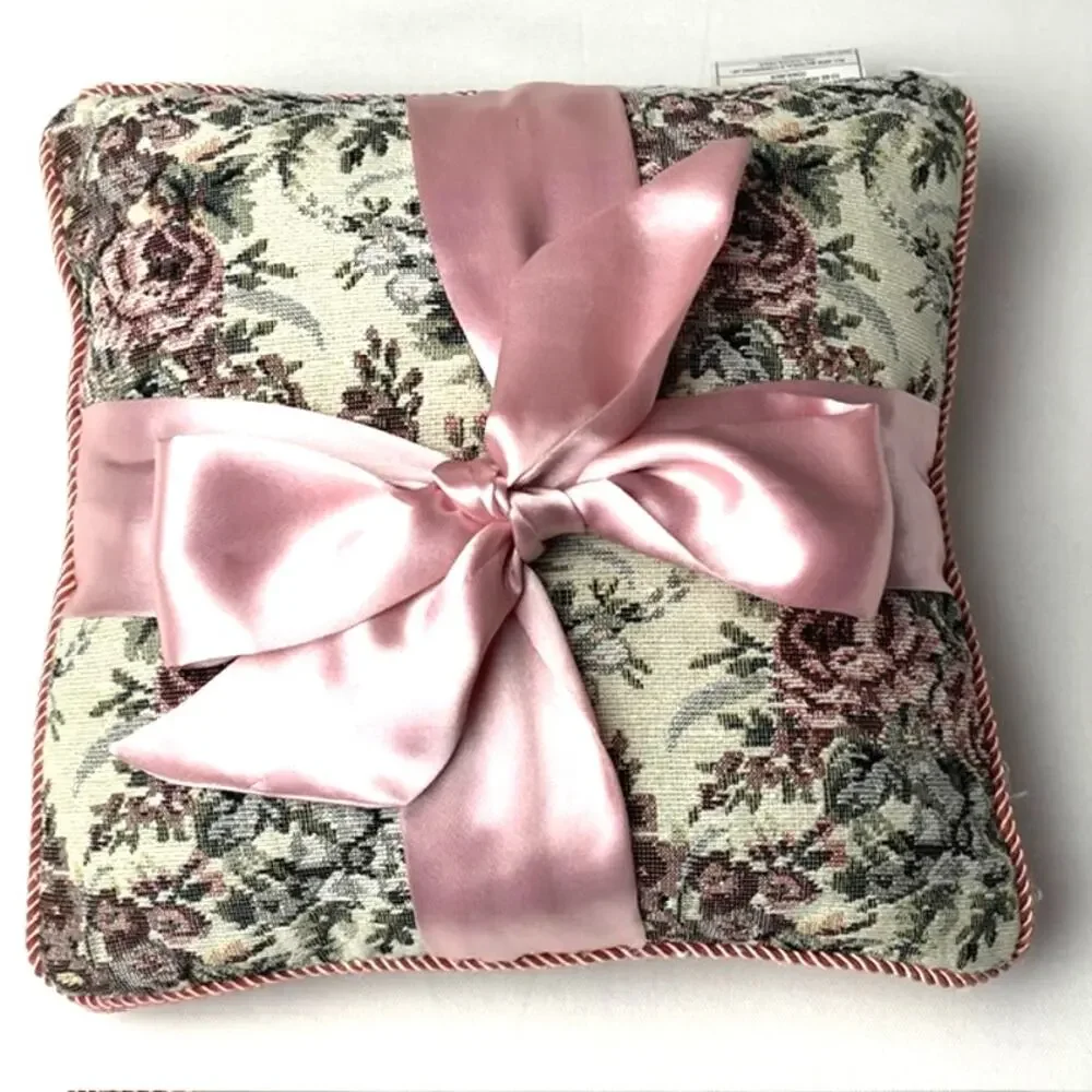 Vintage Floral Tapestry Ring Bearer Pillow Throw Pillow Shabby Chic Cottagecore